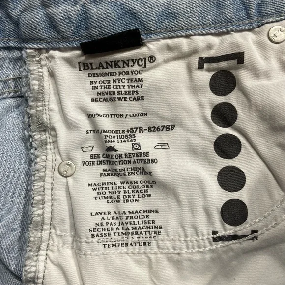 NWT Blank NYC “The Barrow” High Rise Destructed Denim Shorts (K ) - Picture 9 of 14